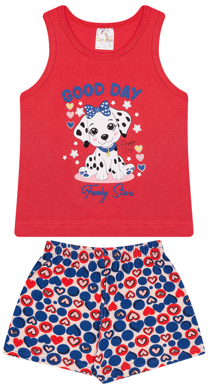 Conjunto Verão Feminino 2 peças Regata + Moletinho Cotton - do 1 ao 3