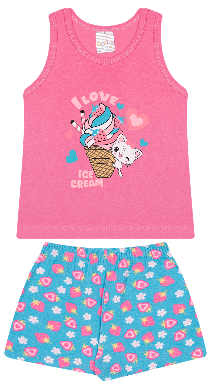 Conjunto Verão Feminino 2 peças Regata + Moletinho Cotton - do 1 ao 3
