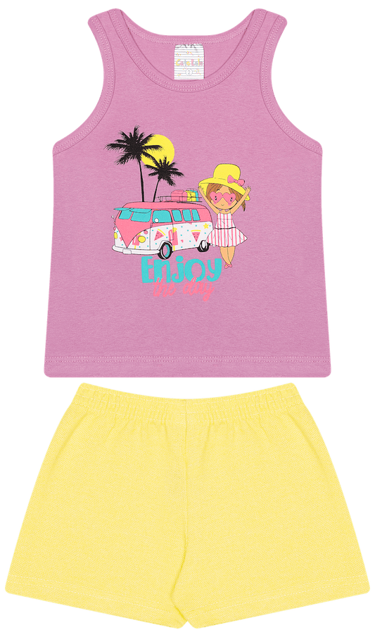 Conjunto Verão Feminino 2 peças Regata + Moletinho - do 1 ao 3