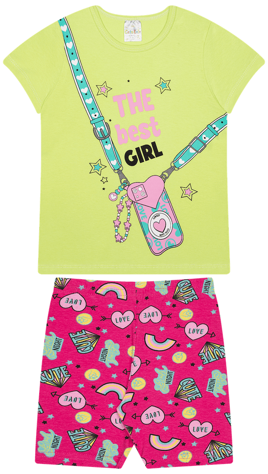 Conjunto Verão Feminino 2 Peças Camiseta + Ciclista em Cotton - do 4 ao 8