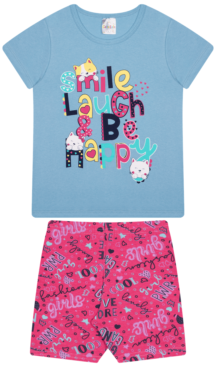 Conjunto Verão Feminino 2 Peças Camiseta + Ciclista em Cotton - do 4 ao 8