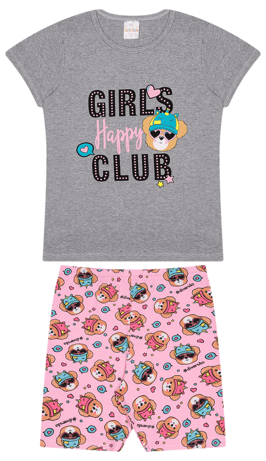Conjunto Verão Feminino 2 Peças Camiseta + Bermuda em Cotton - do 10 ao 14