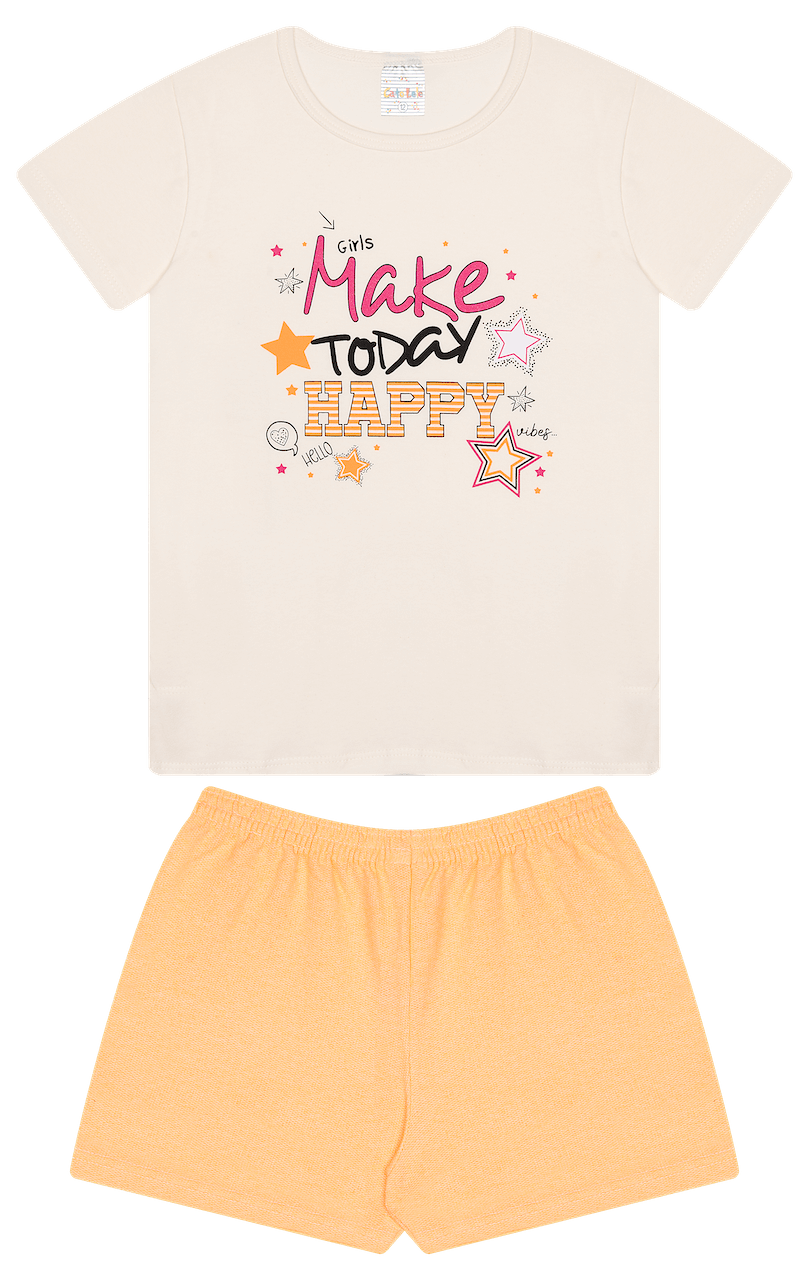 Conjunto Verão Feminino 2 Peças Camiseta + Bermuda Moletinho - do 10 ao 14
