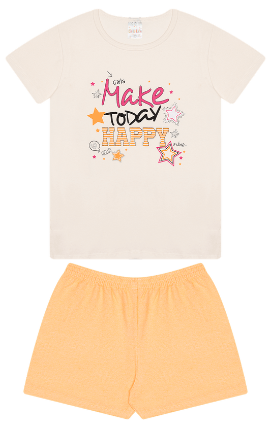 Conjunto Verão Feminino 2 Peças Camiseta + Bermuda Moletinho - do 10 ao 14