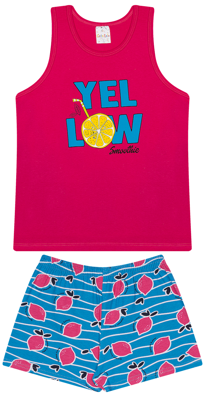 Conjunto Verão Feminino 2 Peças Regata + Bermuda em Cotton - do 10 ao 14
