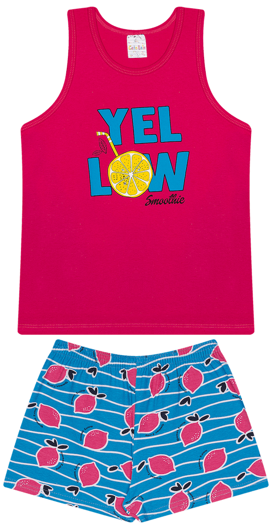 Conjunto Verão Feminino 2 Peças Regata + Bermuda em Cotton - do 10 ao 14