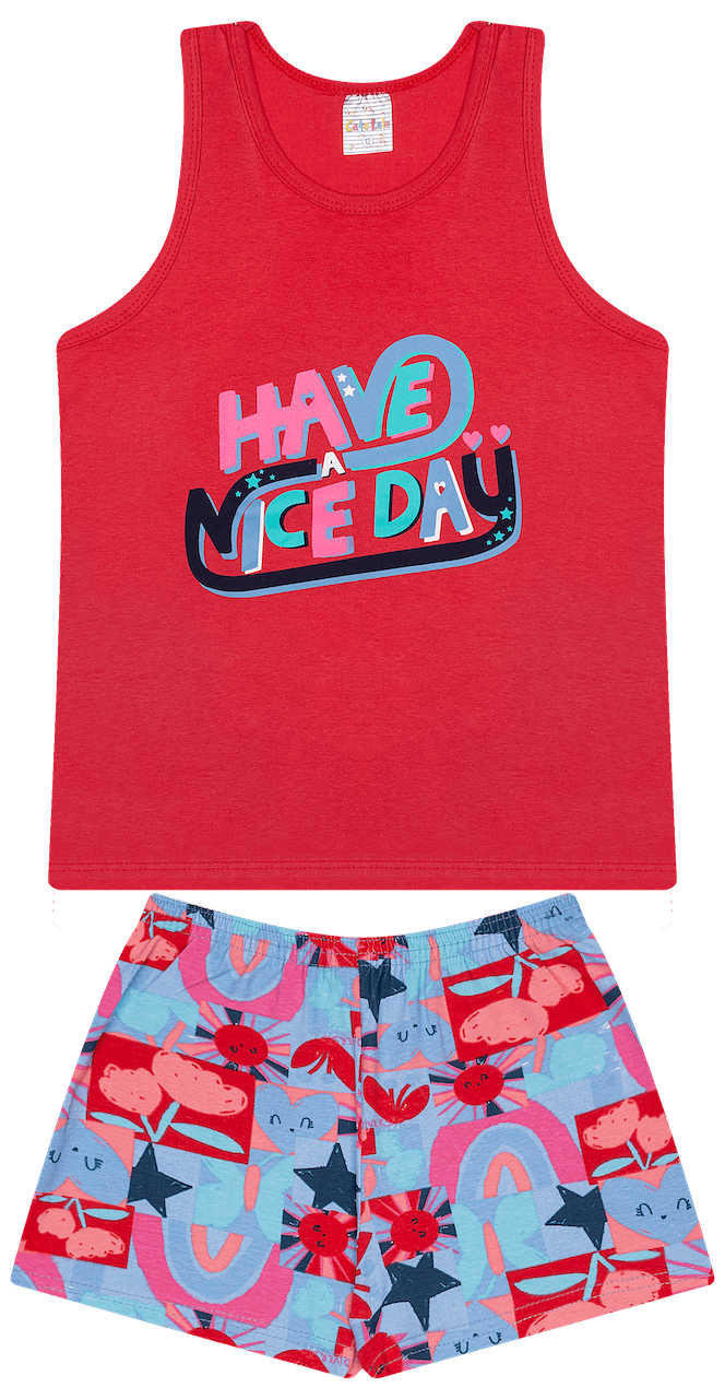 Conjunto Verão Feminino 2 Peças Regata + Bermuda em Cotton - do 10 ao 14