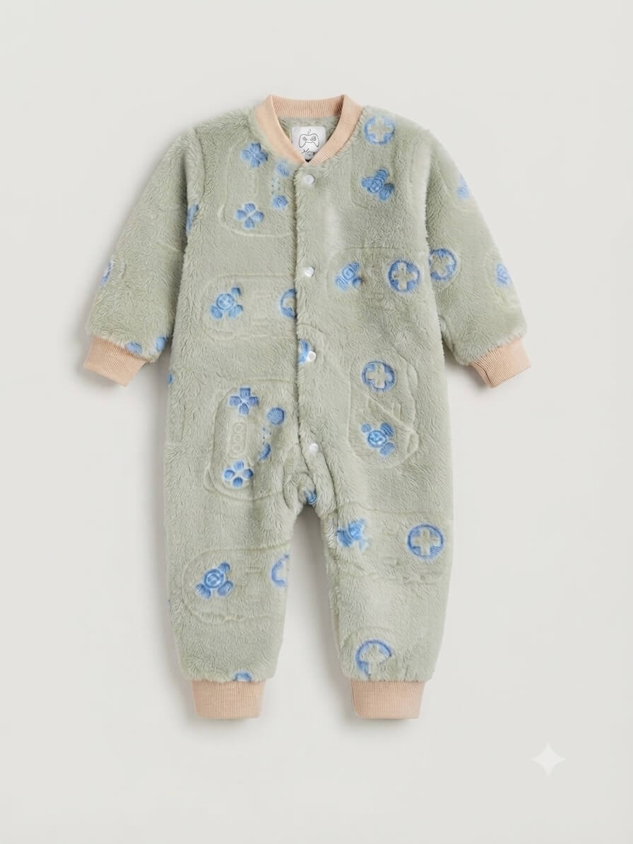 Macacão Pijama Masculino Fleece Mantinha de Bebê - Tamanhos do 1 ao 3