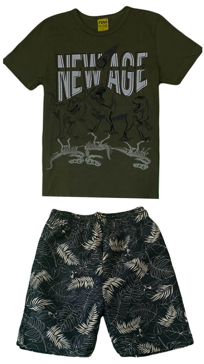 Conjunto Masculino Infantil Camiseta + Bermuda - Tamanho 4 e 6