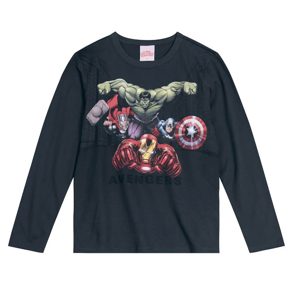 Camiseta manga longa Heróis da Marvel Brandili - Tamanhos do 4 ao 10