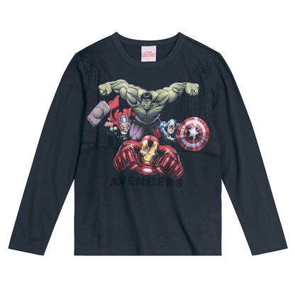 Camiseta manga longa Heróis da Marvel Brandili - Tamanhos do 4 ao 10