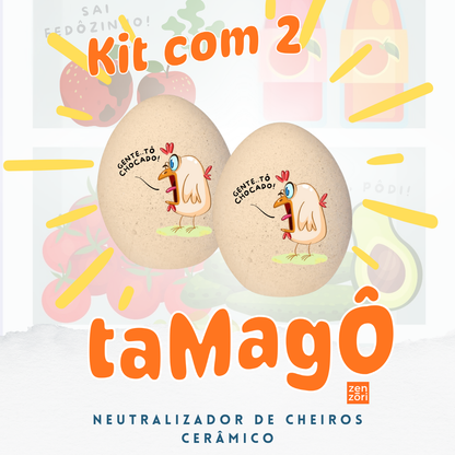 Tamagô, o Ovo Neutralizador Mineral de Ceramica com Feldspato Tira Cheiro, Desodorizador, Tira Odor