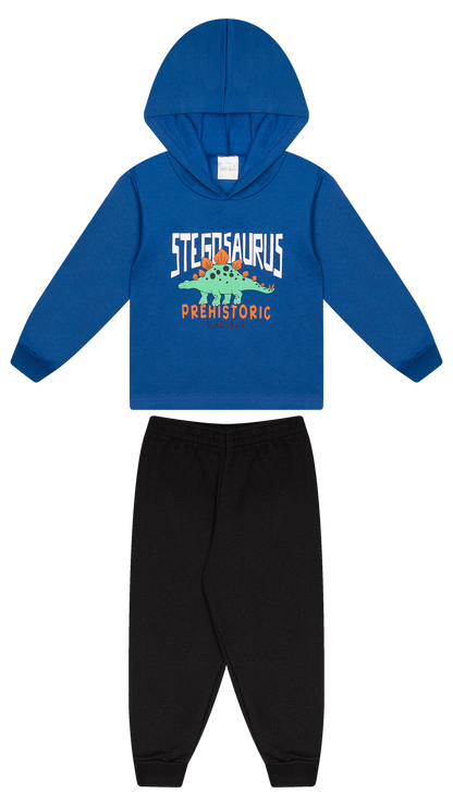 Conjunto Infantil Masculino 2 peças Moletom - Com capuz - Meia Estação - Tamanho 1 ao 3