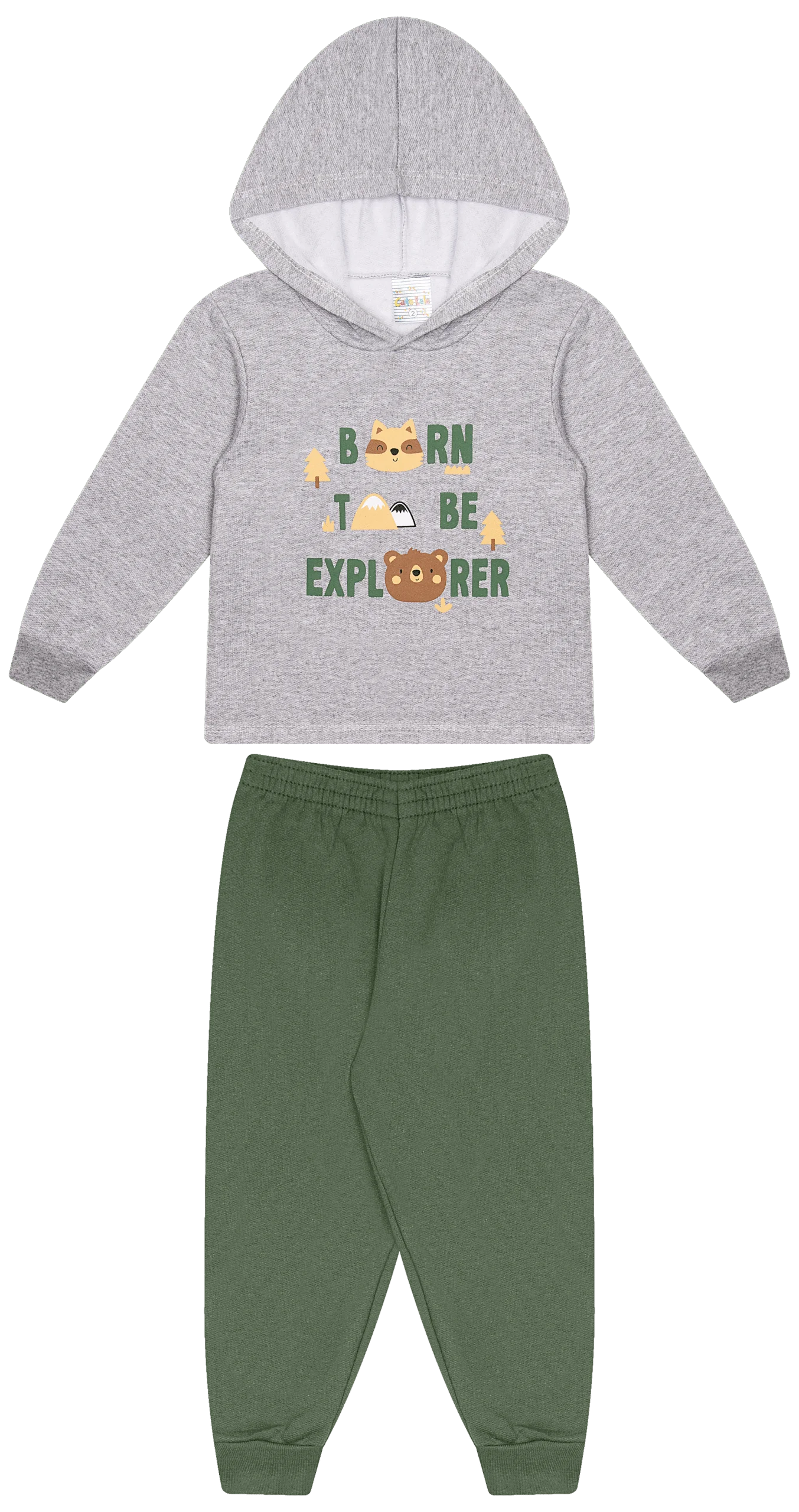 Conjunto Infantil Masculino 2 peças Moletom - Com capuz - Meia Estação - Tamanho 1 ao 3