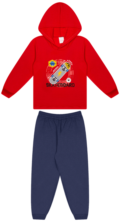 Conjunto Infantil Masculino 2 peças Moletom com capuz- Meia Estação - Tamanho 4, 6 e 8