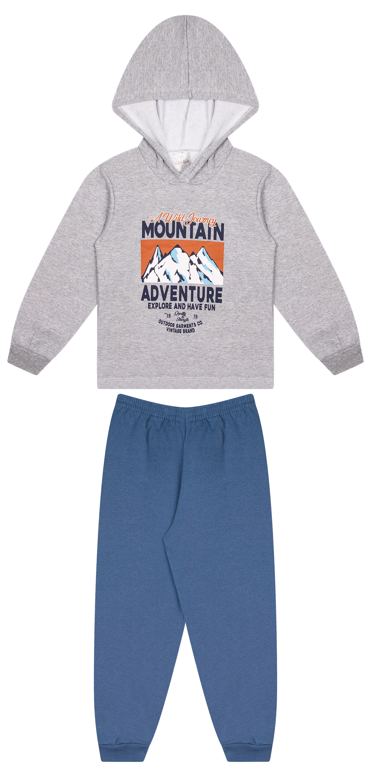 Conjunto Infantil Masculino 2 peças Moletom com capuz- Meia Estação - Tamanho 4, 6 e 8