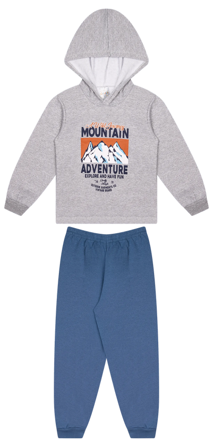 Conjunto Infantil Masculino 2 peças Moletom com capuz- Meia Estação - Tamanho 4, 6 e 8