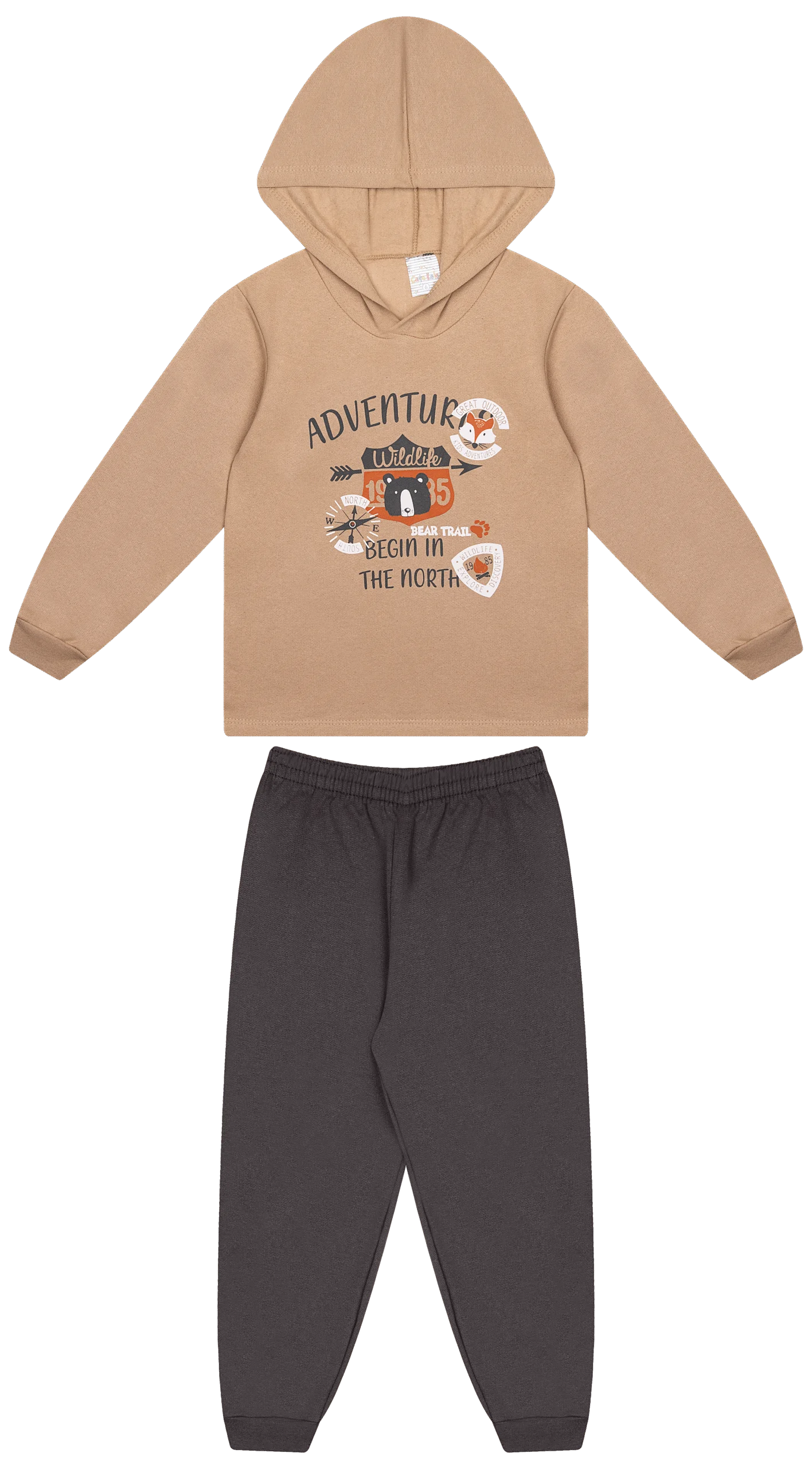 Conjunto Infantil Masculino 2 peças Moletom com capuz- Meia Estação - Tamanho 4, 6 e 8