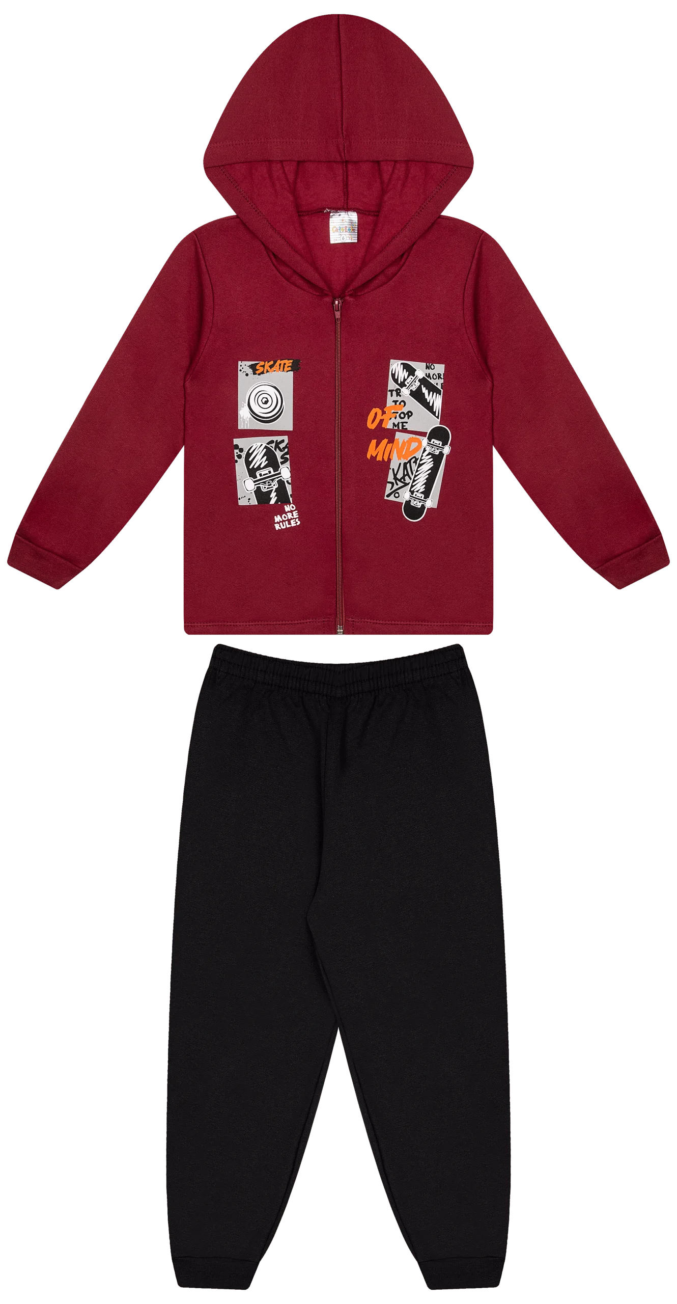 Conjunto Infantil Masculino 2 peças Moletom - Jaqueta com capuz - Meia Estação - Tamanho 4,6 e 8