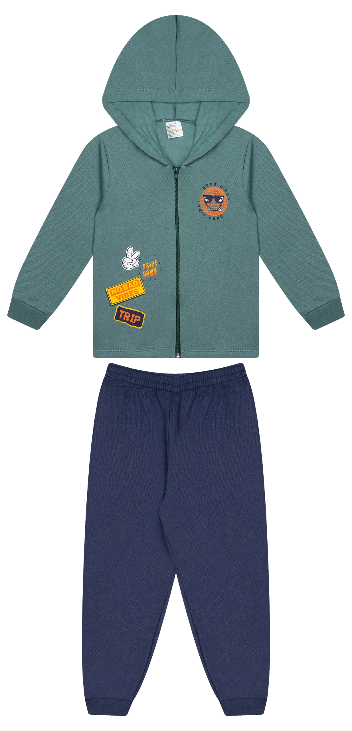 Conjunto Infantil Masculino 2 peças Moletom - Jaqueta com capuz - Meia Estação - Tamanho 4,6 e 8