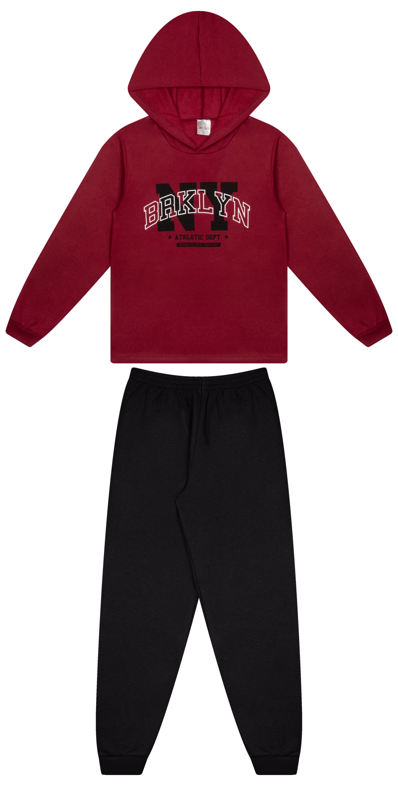 Conjunto Infantil Masculino 2 peças Moletom - Com capuz - Meia Estação - Tamanho 10,12 e 14