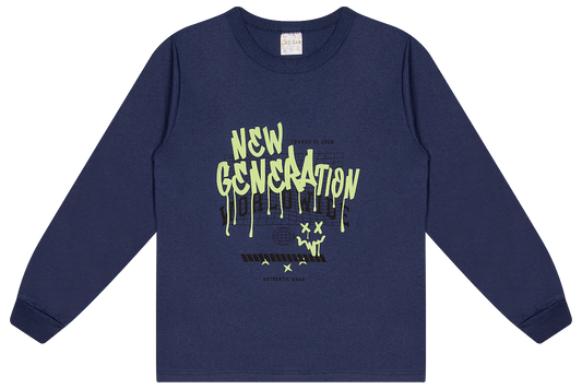 Camiseta Manga longa - Infantil Masculino  - Meia Estação - Tamanho 10, 12 e 14
