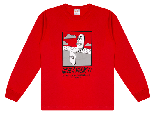 Camiseta Manga longa - Infantil Masculino  - Meia Estação - Tamanho 10, 12 e 14