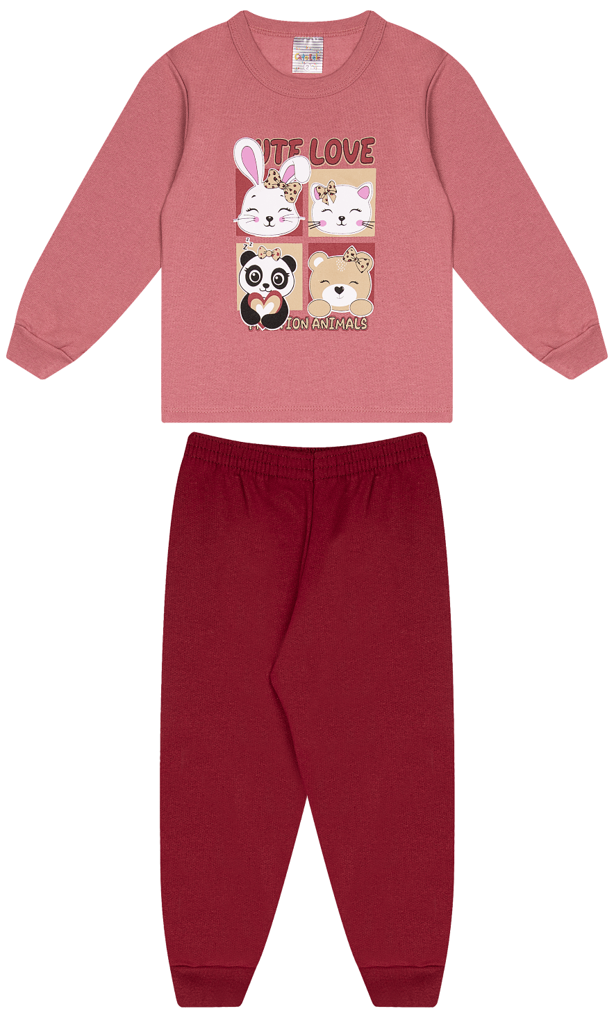 Conjunto Infantil Feminino 2 peças Moletom - Meia Estação - Tamanho 1 ao 3