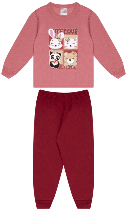 Conjunto Infantil Feminino 2 peças Moletom - Meia Estação - Tamanho 1 ao 3