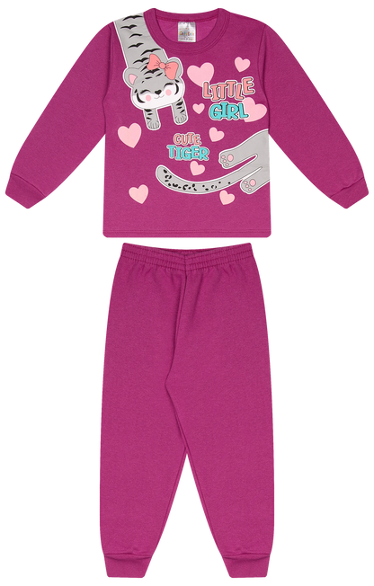 Conjunto Infantil Feminino 2 peças Moletom - Meia Estação - Tamanho 1 ao 3