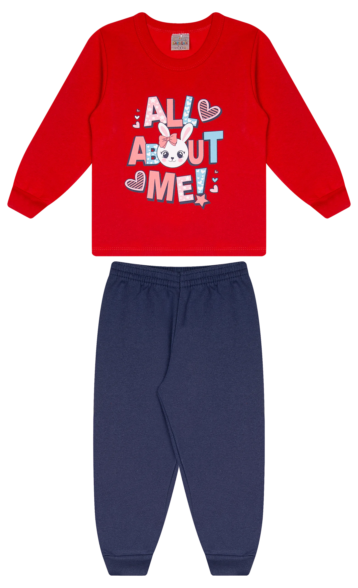 Conjunto Infantil Feminino 2 peças Moletom - Meia Estação - Tamanho 1 ao 3