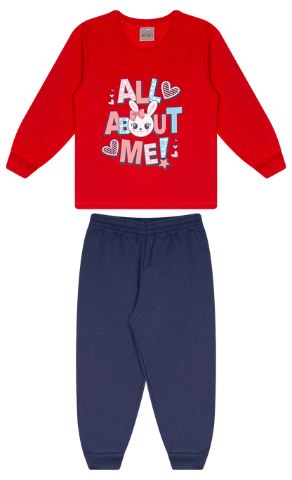 Conjunto Infantil Feminino 2 peças Moletom - Meia Estação - Tamanho 1 ao 3
