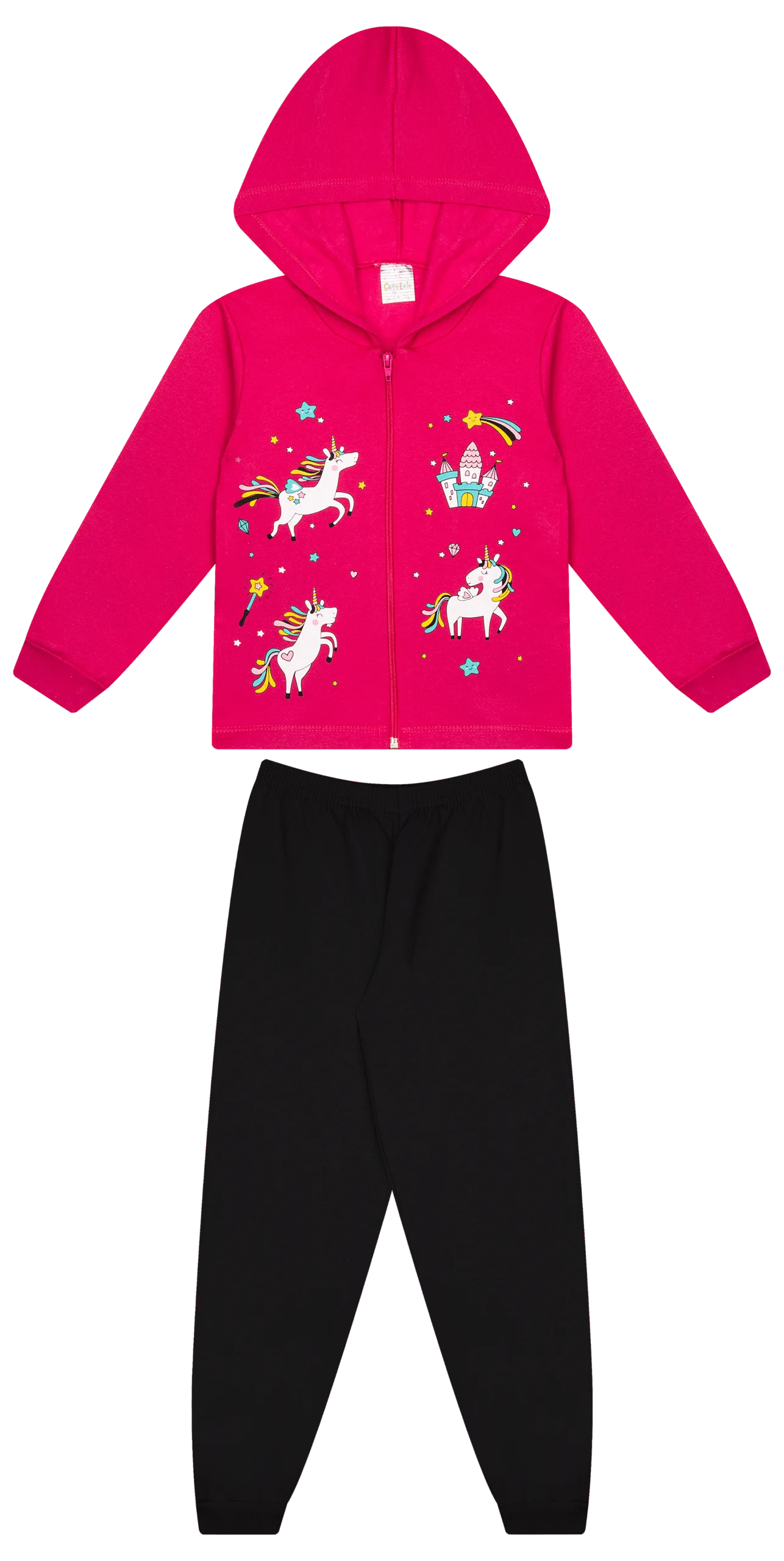 Conjunto Infantil Feminino 2 peças Moletom - Jaqueta com capuz - Meia Estação - Tamanho 4,6 e 8 (Cópia)