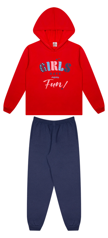 Conjunto Infantil Feminino 2 peças Moletom - Meia Estação - Tamanho 10, 12 e 14