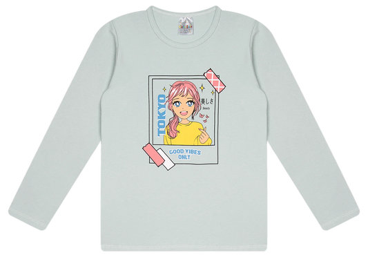 Blusa Manga longa - Infantil Feminina  - Meia Estação - Tamanho 10, 12 e 14