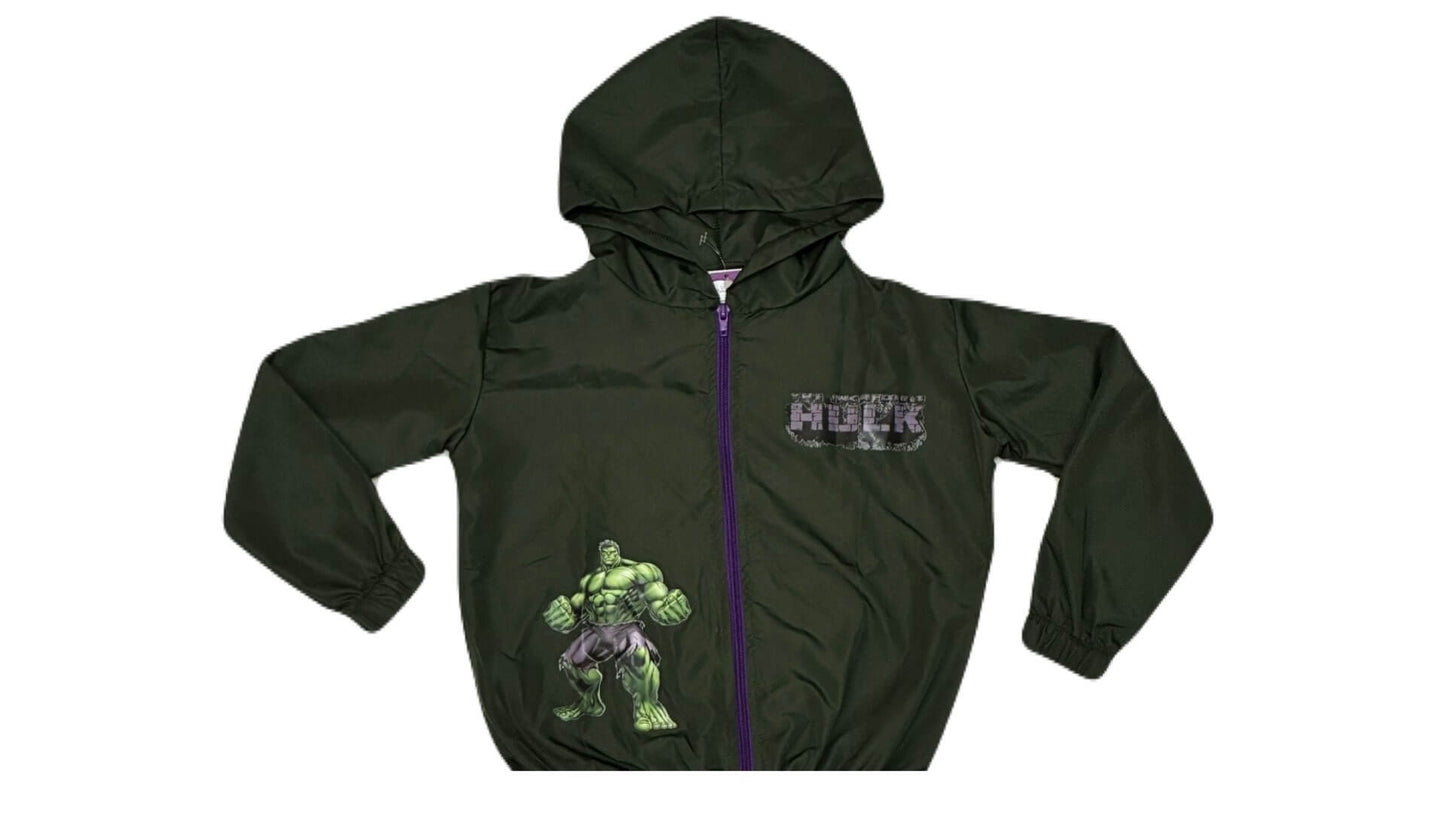 Jaqueta Corta Vento Infantil Masculino Hulk - Tamanhos 4 e 12
