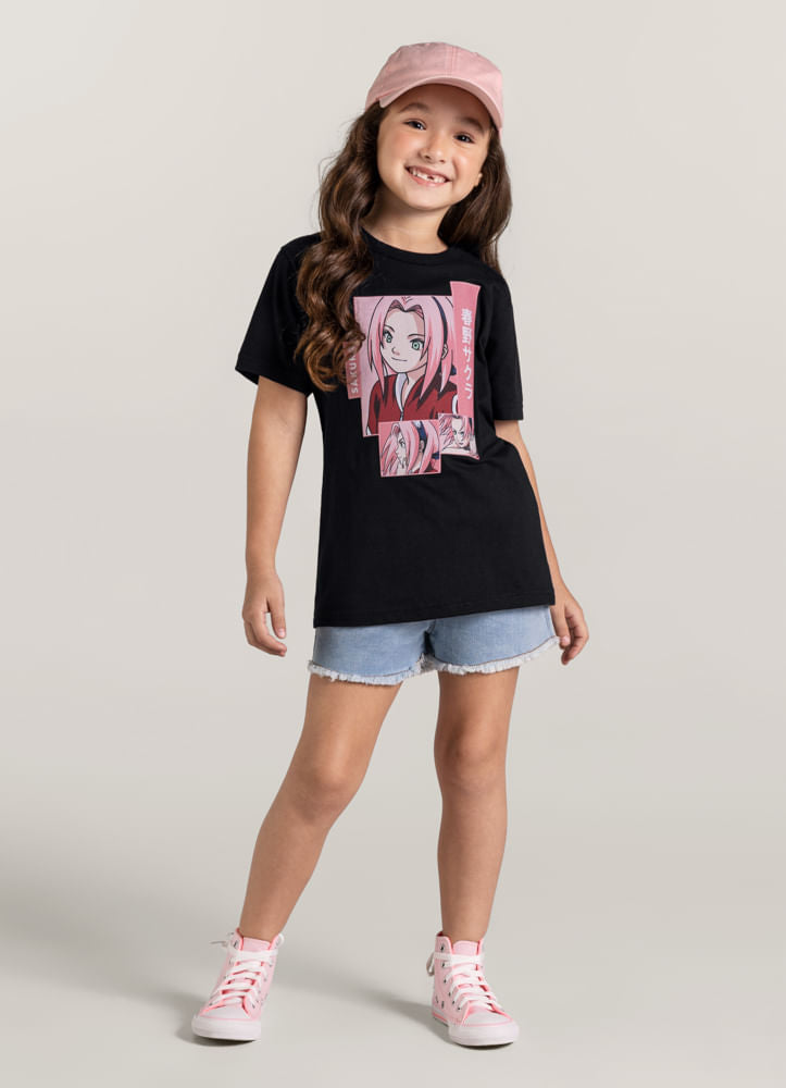 Camiseta Naruto Sakura - Tamanhos 6, 8, 10 e 14 - Brandili