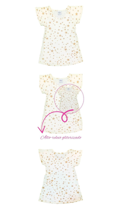 Vestido infantil Festividades Estrela Dourada - tamanho 1 - Rovitex