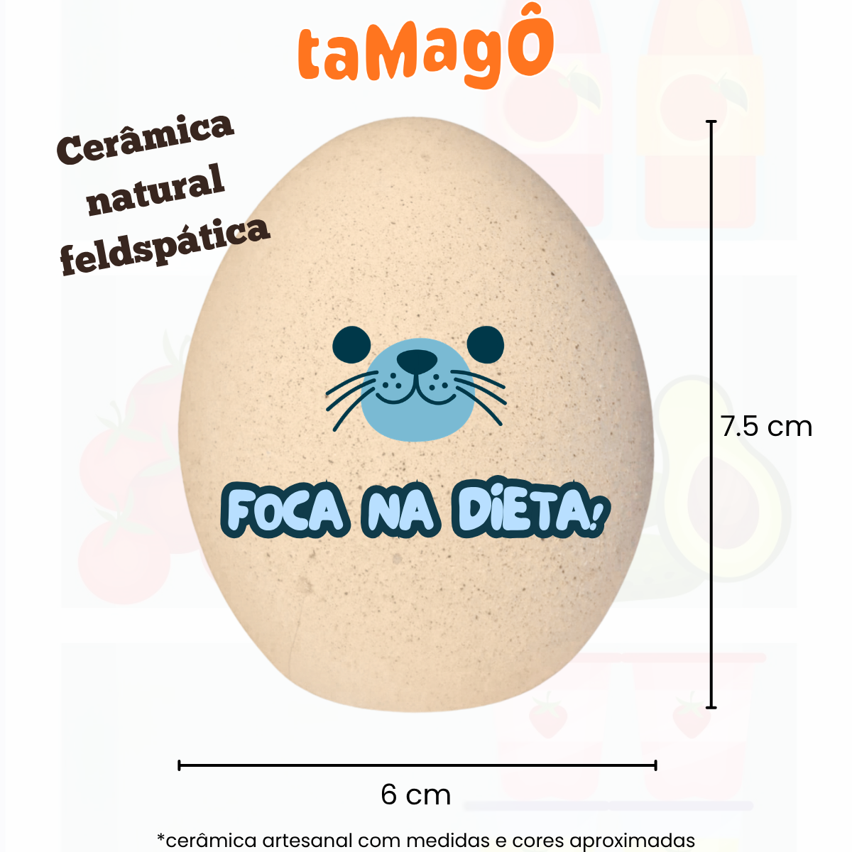 Tamagô, o Ovo Neutralizador Mineral de Ceramica com Feldspato Tira Cheiro, Desodorizador, Tira Odor