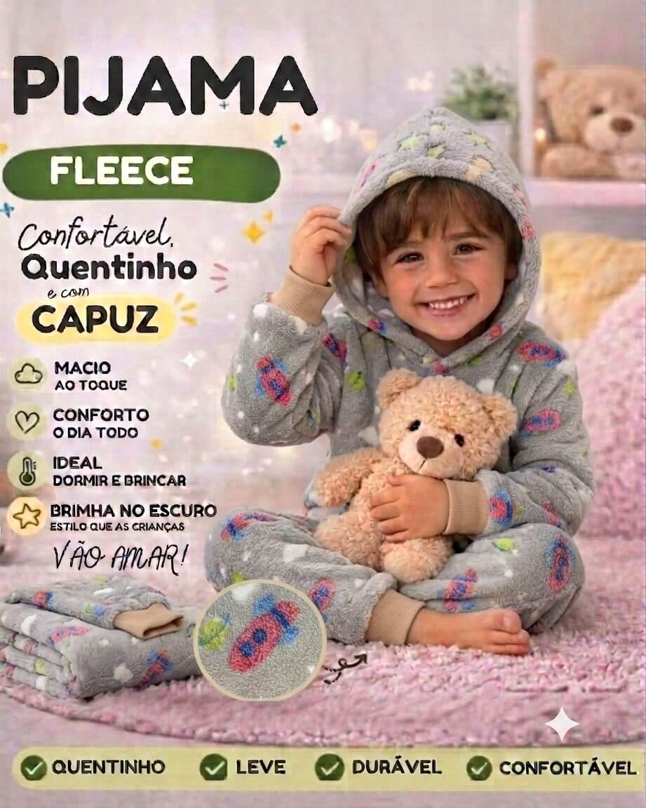 Conjunto de Pijama Masculino Fleece Mantinha de Bebê - Tamanhos do 4 ao 8