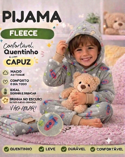 Conjunto de Pijama Masculino Fleece Mantinha de Bebê - Tamanhos do 4 ao 8