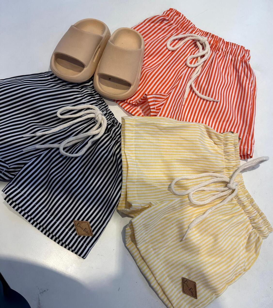 Conjunto 2 peças Camiseta Linha Premium + Bermuda listras mauricinho - Tamanho 4 (grande)