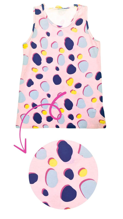 Conjunto infantil Feminino Regata Bolinhas + Bermuda Ciclista - tamanho 10