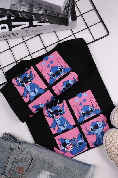 Camiseta Juvenil Stitch - Preto - Tamanho P, M e G