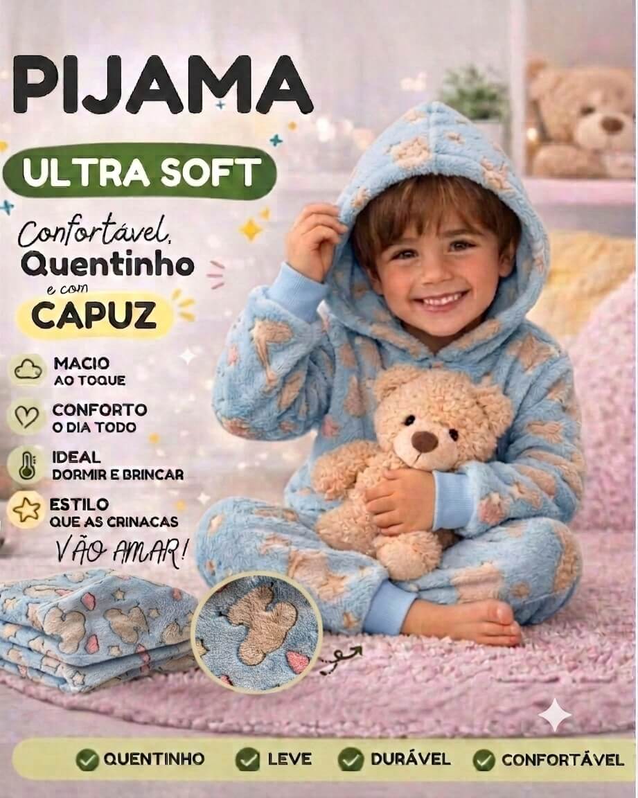 Conjunto de Pijama Masculino Fleece Mantinha de Bebê - Tamanhos do 4 ao 8
