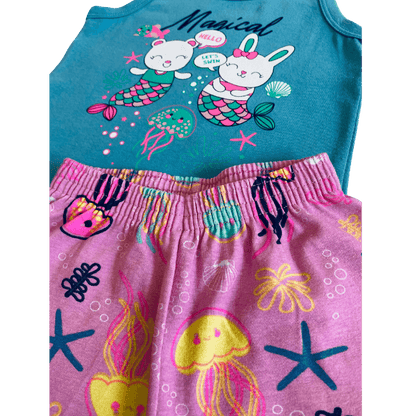 Conjunto 2 peças Menina Dia a Dia Camiseta Regata + Bermuda cotton - do 1 ao 3