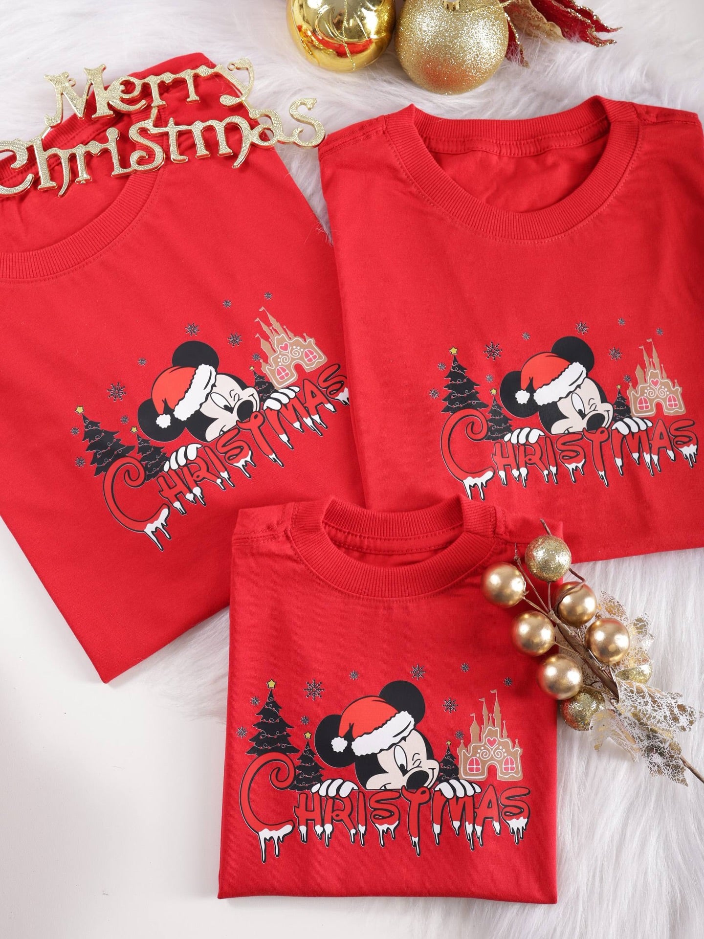 Camiseta Juvenil Mickey Merry Christmas - Vermelho - Festividades - M e G