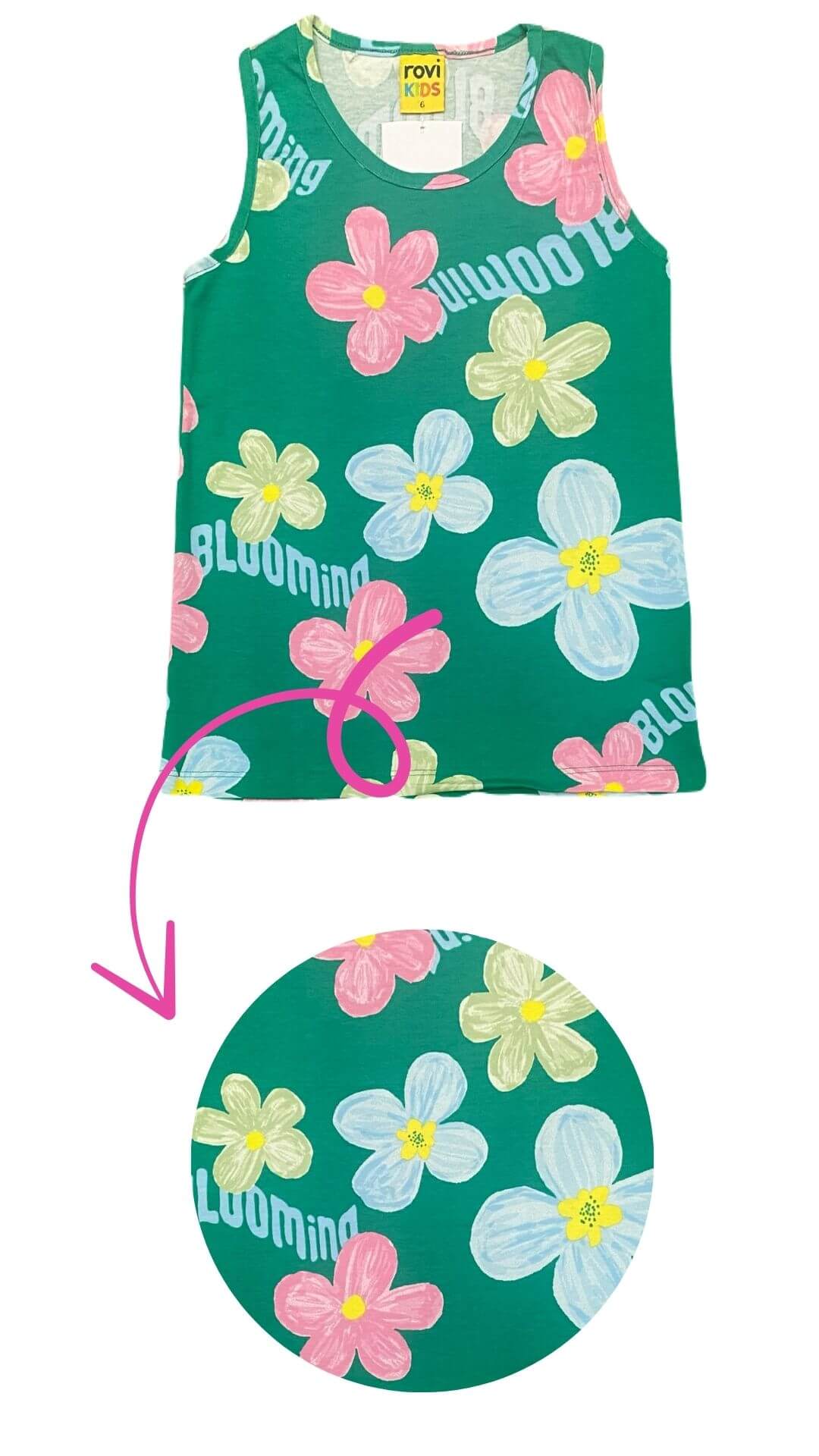 Conjunto infantil Feminino Regata Flores + Bermuda Ciclista - tamanho 6