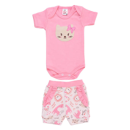 Conjunto Feminino de body bordado com shorts - Tamanho do P ao G