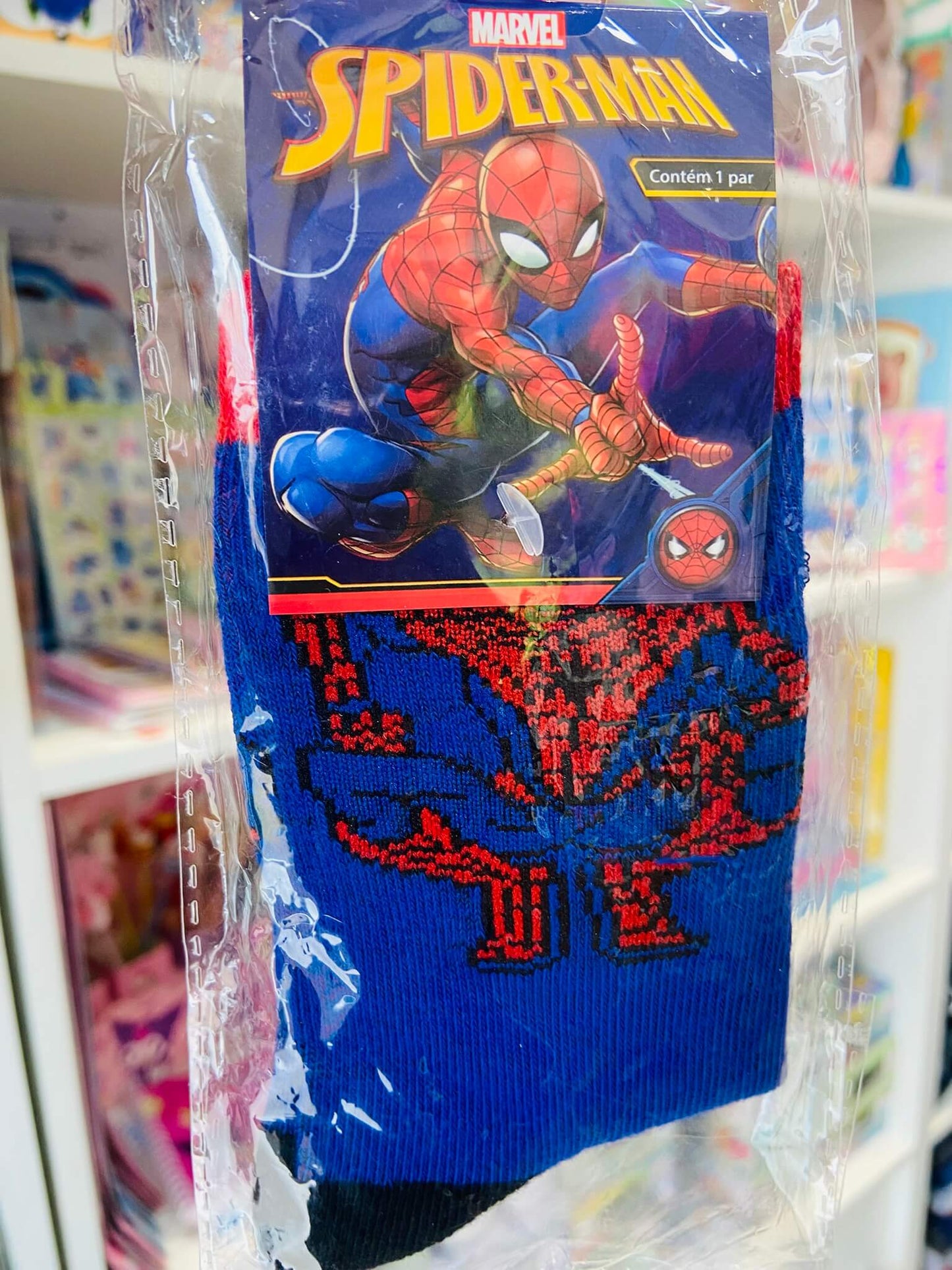 Meia cano médio Homem Aranha - Tamanhos do 4 ao 8